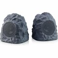 Virtual Rechargeable Bluetooth Outdoor Rock Speaker Set of 2 Gray with TWS Linking VI2841601